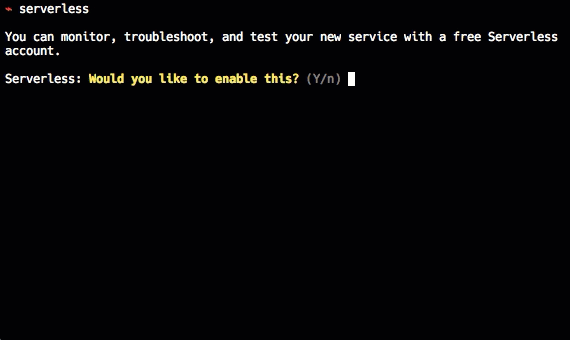 screen recording of the interactive serverless setup flow