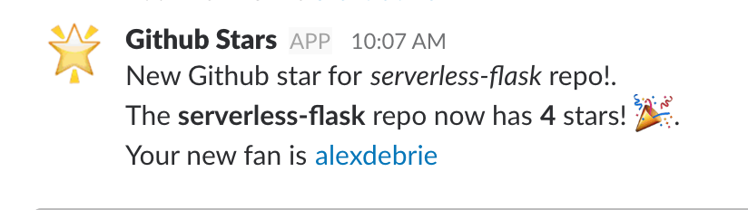 Slack example message