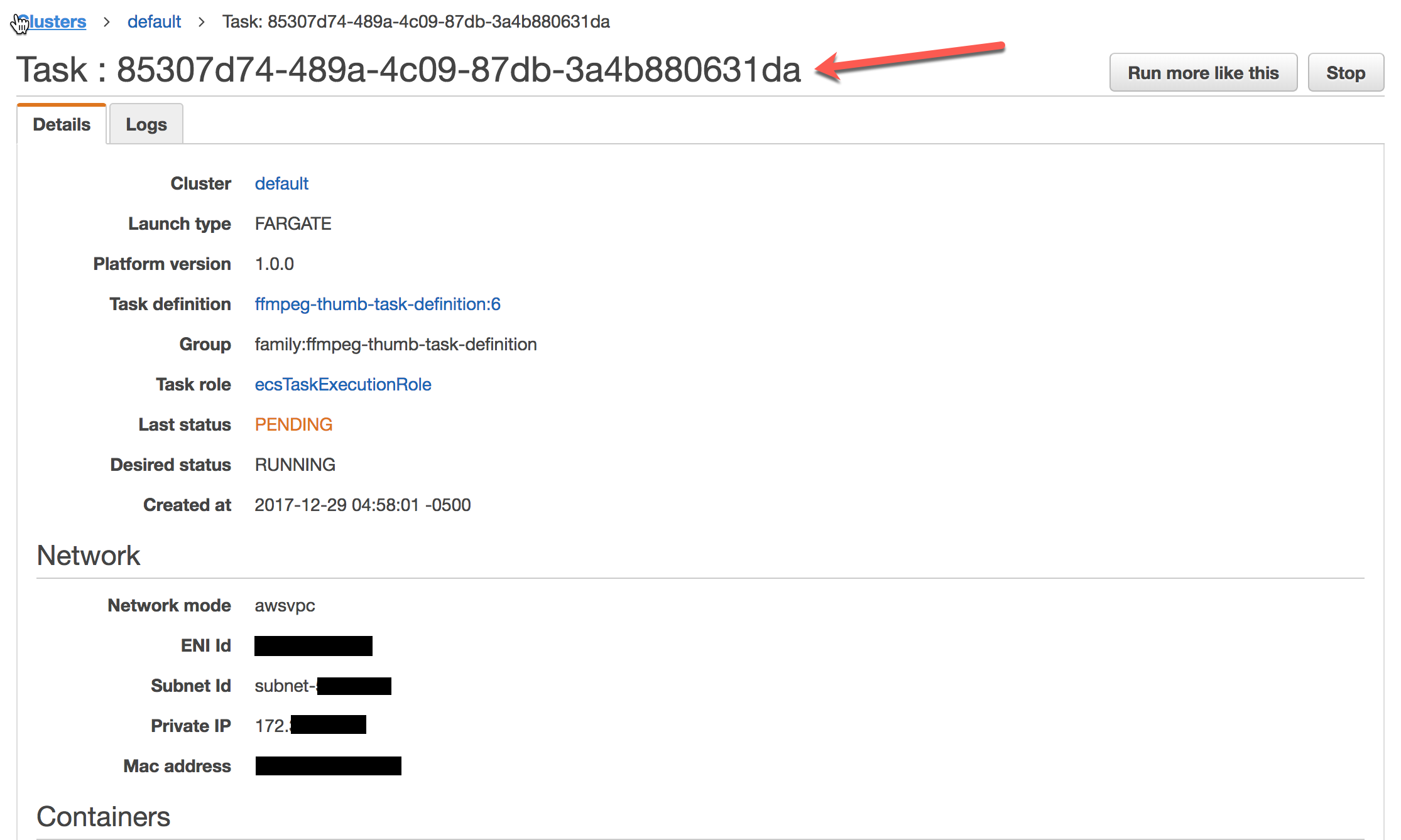 Running Task Details