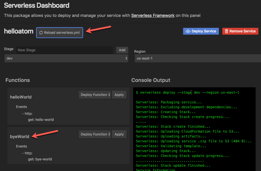 Reload serverless.yml