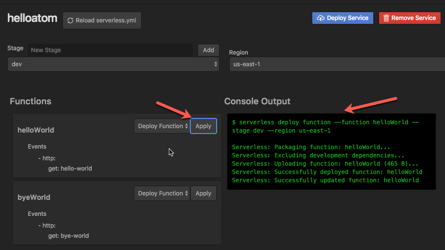Deploying a function