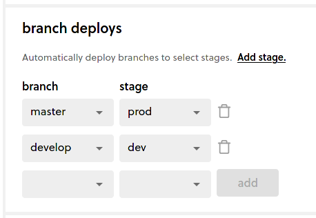 Branch deploys with prod and dev