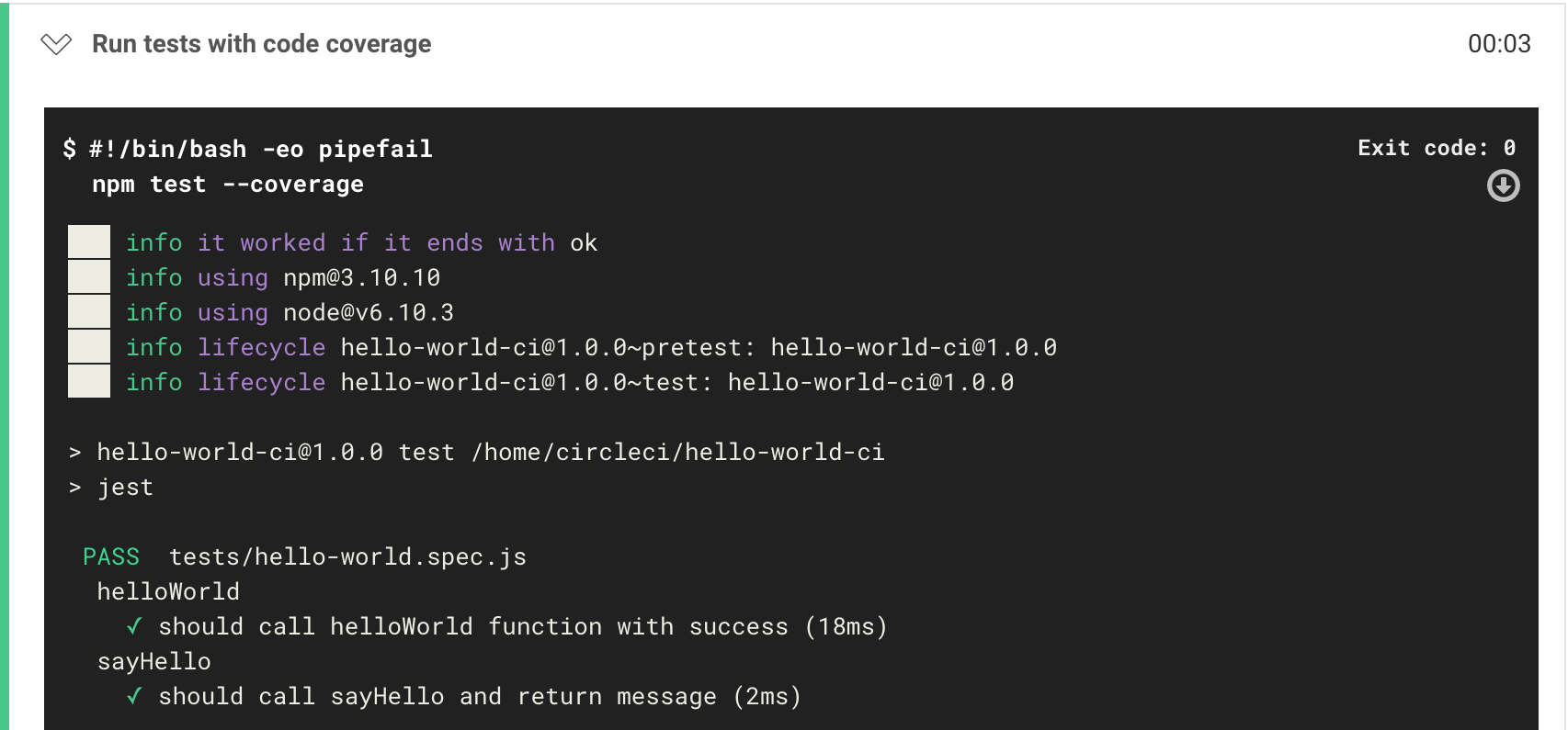 Running tests for the project