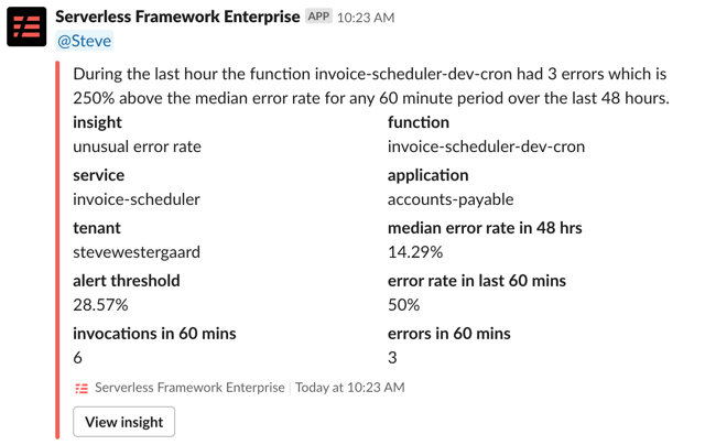 Screen shot: Slack notification